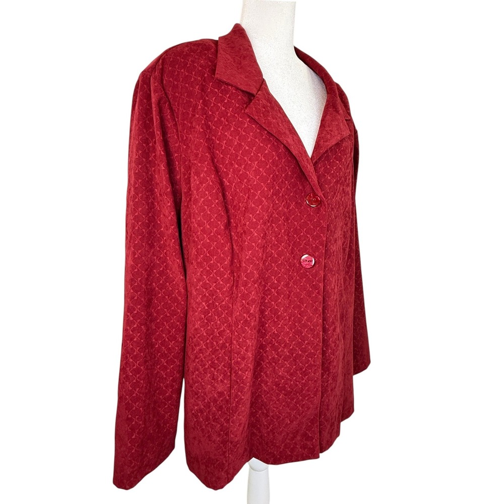 Fashion Bug Stretch Size 26 Red Textured 2 Button Blazer Jacket Plus Size